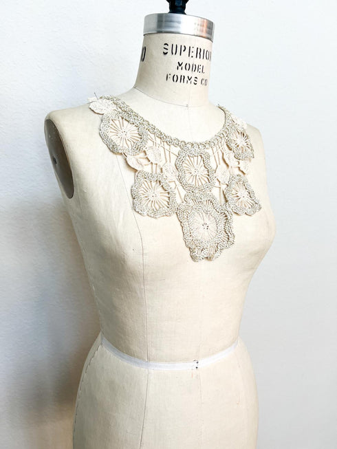 Ecru and Gold Crochet Applique for Front Top